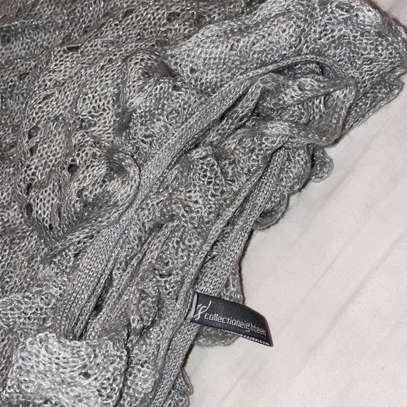 90 inch length Silver grey gray knit scarf ruffle shall wrap - Picture 6 of 6